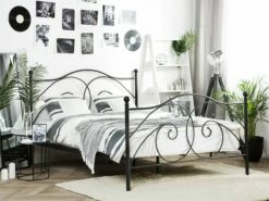 Cama Con Somier De Metal Negro 140 X 200 Cm DINARD