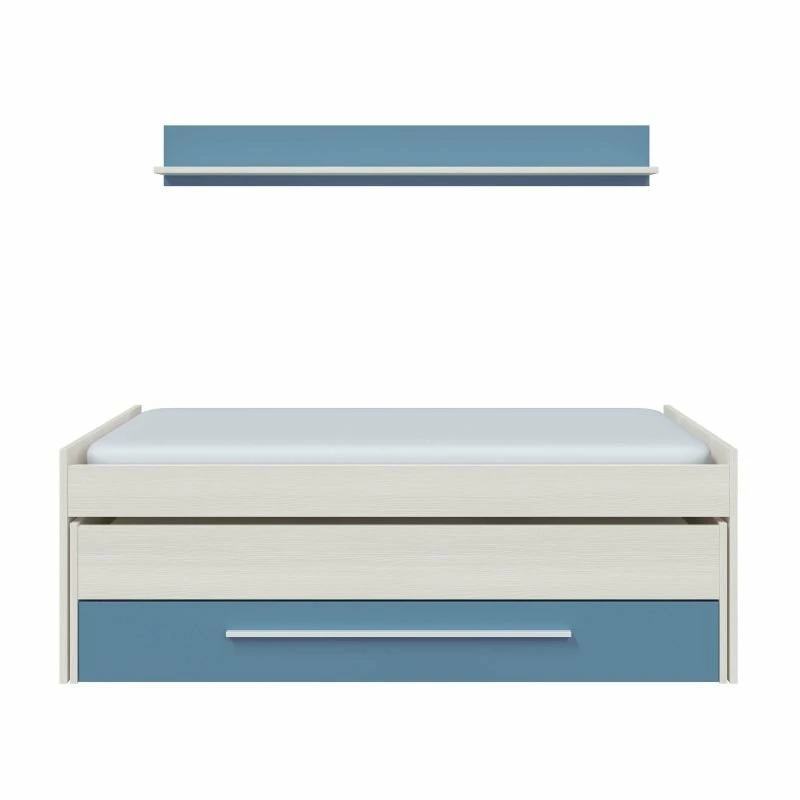 Cama Nido Juvenil Con Estante Wic Blanco Alpes Y Azul 66x200X96 Cm - Imagen 2