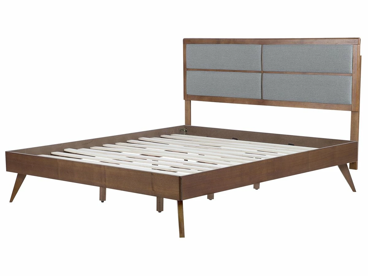 Cama Con Somier Madera Oscura/gris 180 X 200 Cm POISSY - Imagen 7