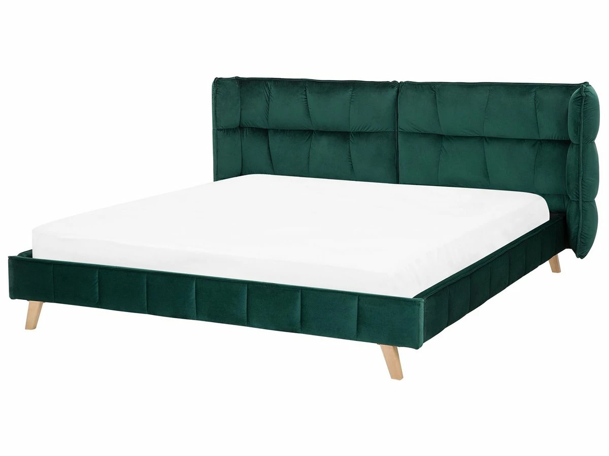 Cama Con Somier De Terciopelo Verde Oscuro 180 X 200 Cm SENLIS - Imagen 2