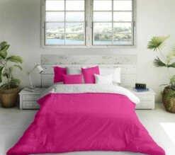 FUNDA NORDICA BICOLOR REVERSIBLE FUCSIA 43 / BLANCO CAMA 90