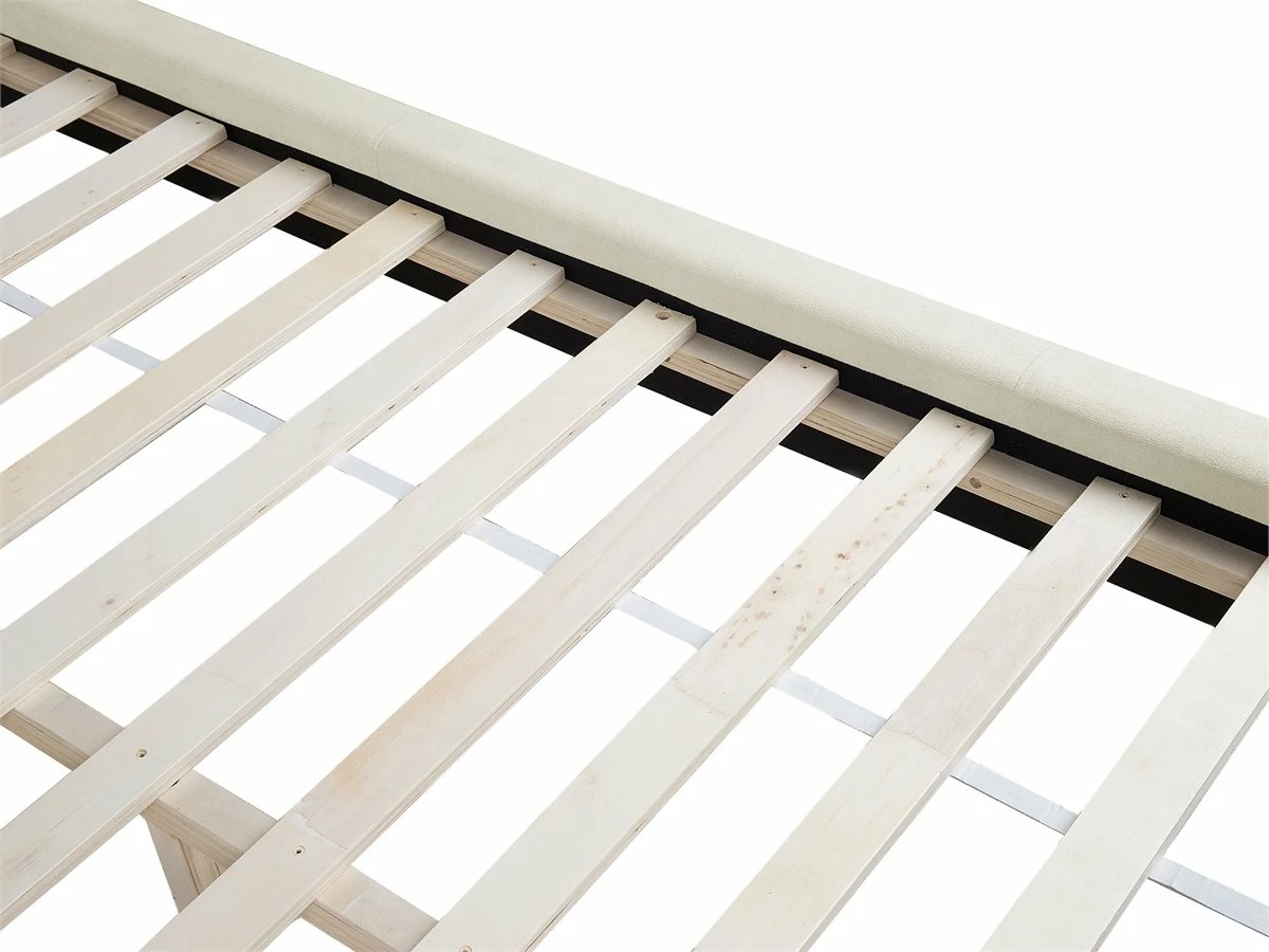 Cama Con Somier De Chenilla Beige Claro/madera Clara 160 X 200 Cm TALENCE - Imagen 10
