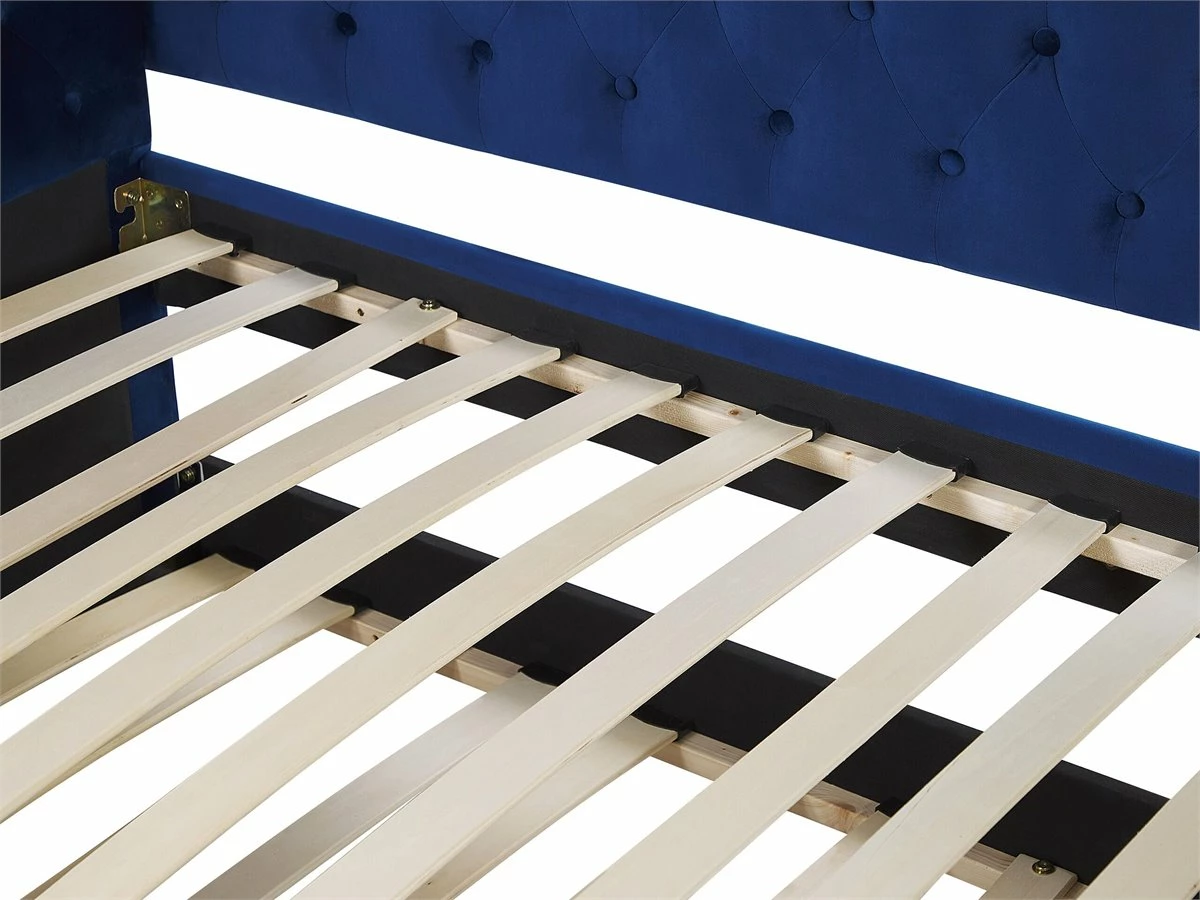 Cama Con Somier De Terciopelo Azul Marino 90 X 200 Cm GASSIN - Imagen 9