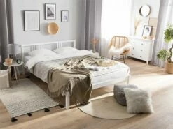 Cama Con Somier De Madera De Pino Blanca 140 X 200 Cm VANNES