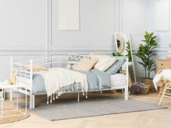 Cama Con Somier De Metal Blanco 90/180 X 200 Cm TULLE