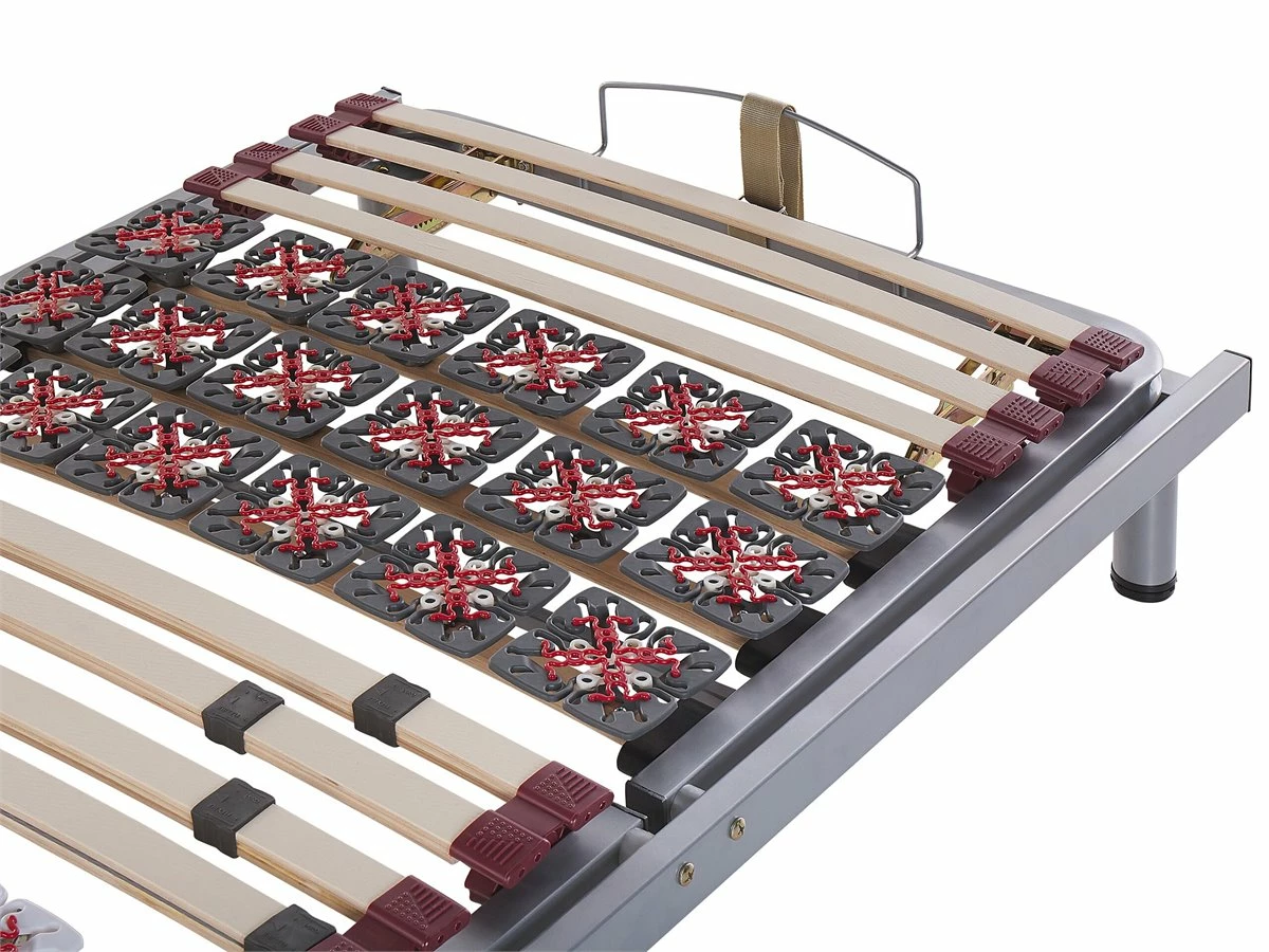 Conjunto De 2 Somieres Articulado Manual De Metal Gris Oscuro/rojo/blanco 90 X 200 Cm MOON - Imagen 6