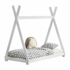 Cama Infantil Onejda - Estructura Tipi De Madera Pino - 160 X 80cm - Blanco Mate [en.casa]