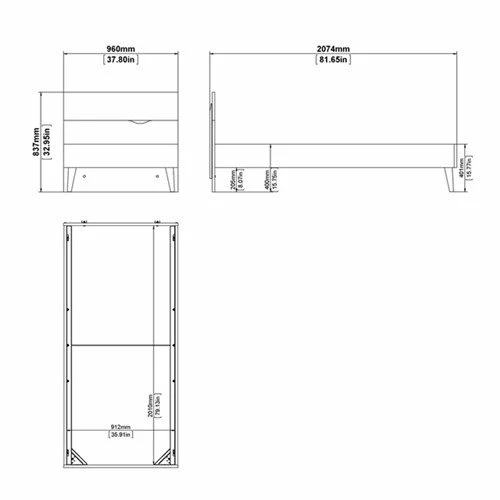 Cama 90x200 DELTA Blanco Y Roble Patinado - Imagen 6