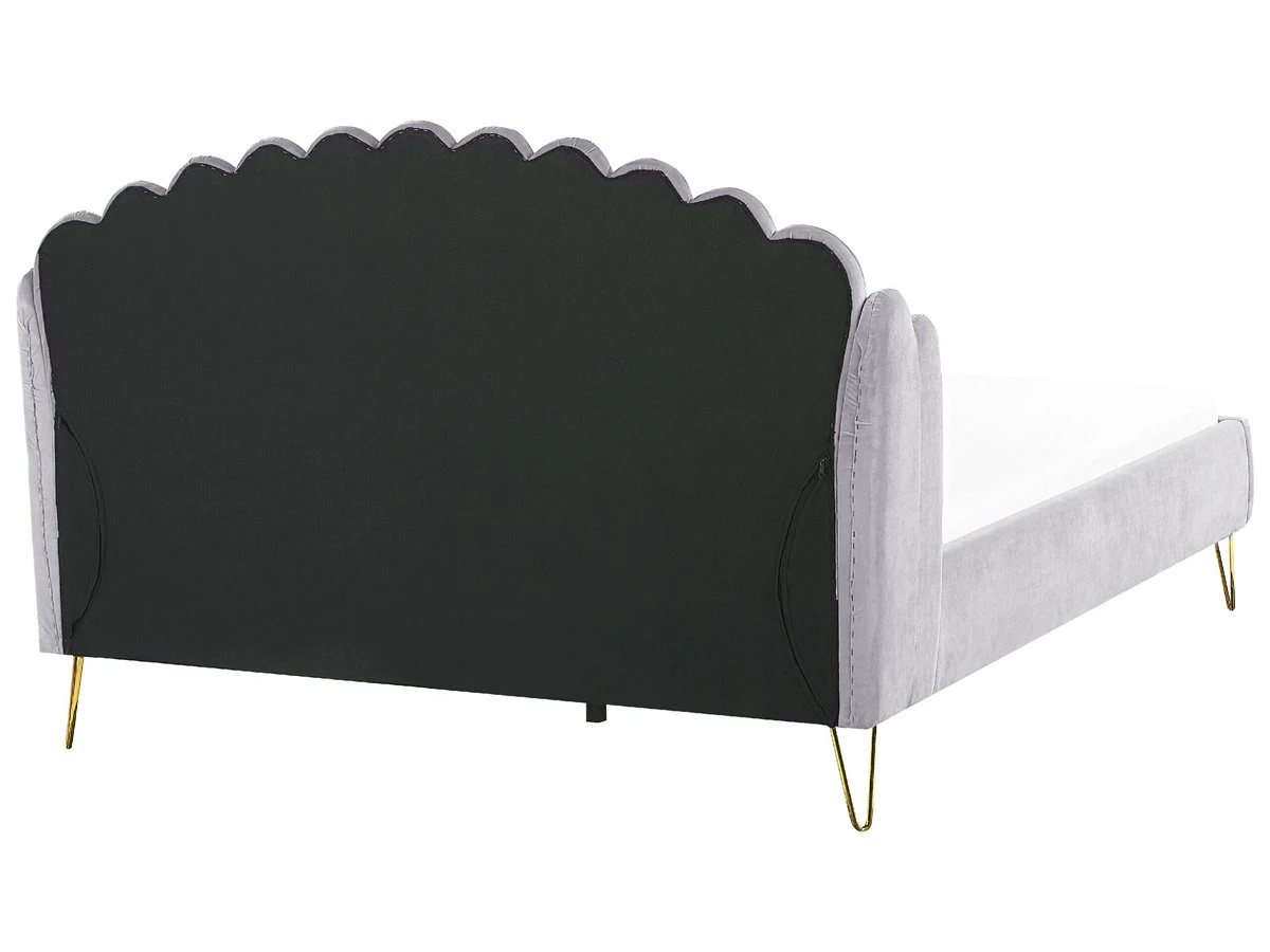 Cama Con Somier De Terciopelo Gris Claro/dorado 180 X 200 Cm AMBILLOU - Imagen 6