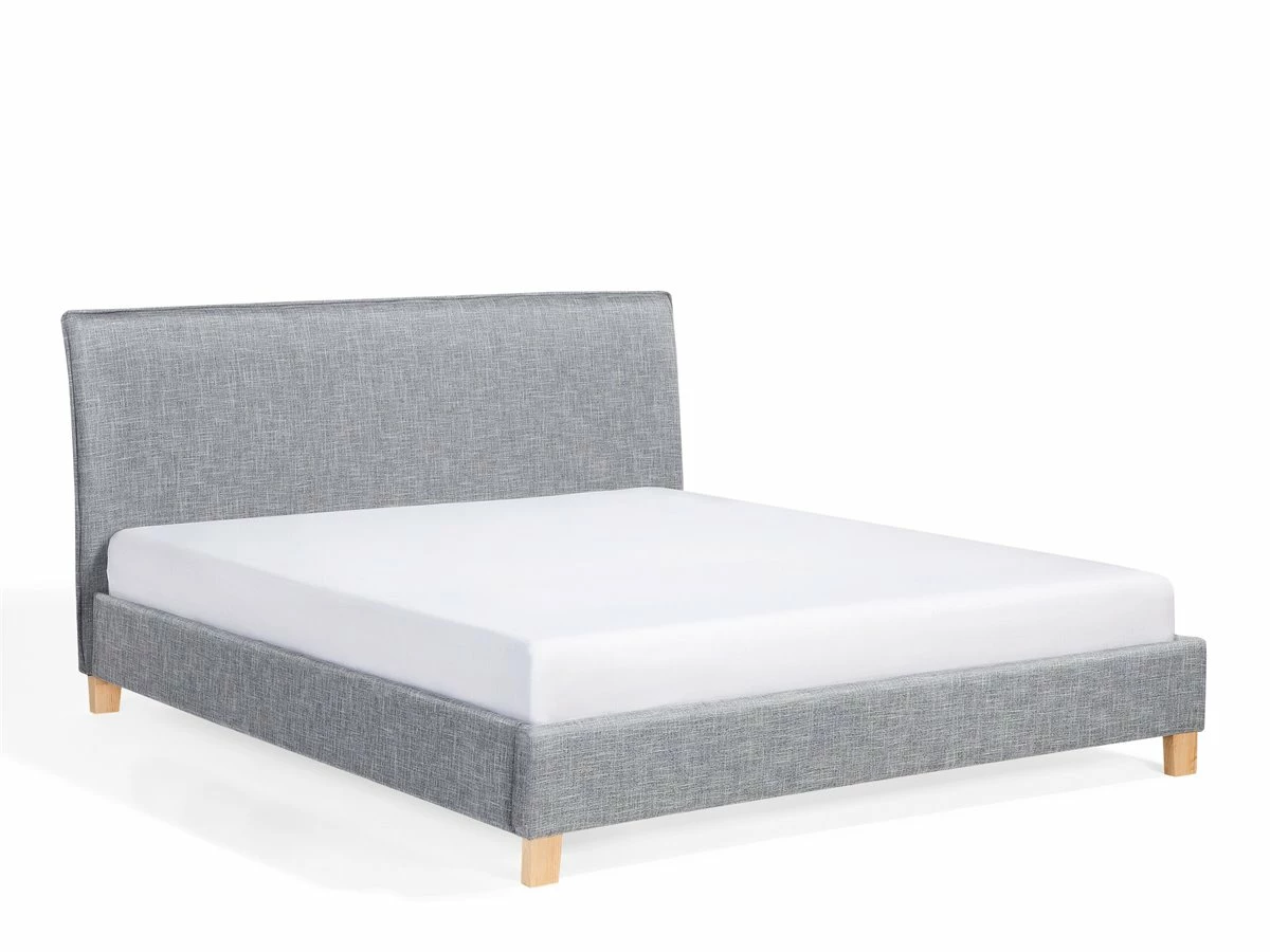 Cama Con Somier De Poliéster Gris Claro/madera Clara 180 X 200 Cm SENNEZ - Imagen 5