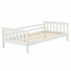 Cama Para Niños Nuuk Con Somier Y Protección Contra Caídas - Pino 70 X 140 Cm - Blanco Mate [en.casa]