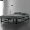 Cama Doble (Kreta) Con Listón De Cama Metal-acero 140 X 200 Cm Negro - [en.casa]