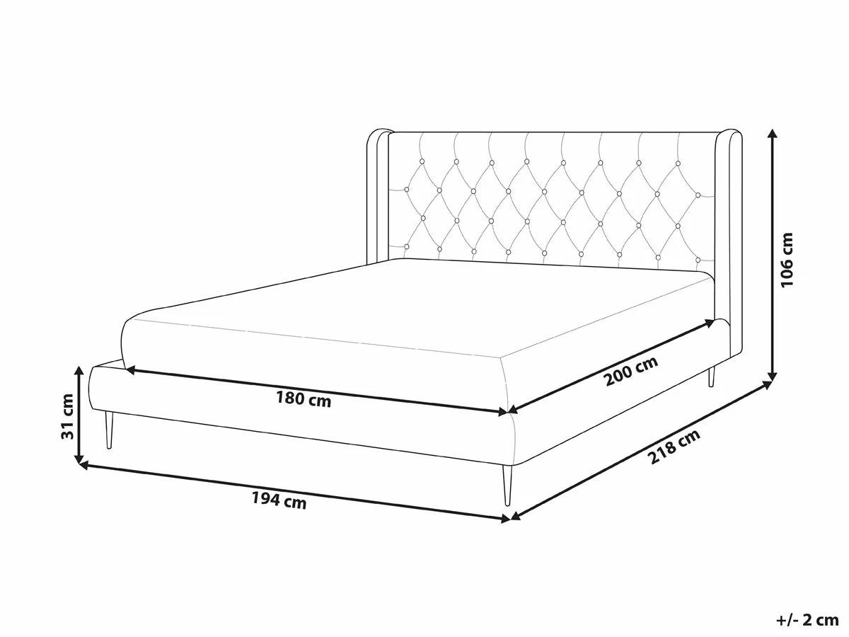 Cama Con Somier De Terciopelo Beige/dorado 180 X 200 Cm FORBACH - Imagen 3