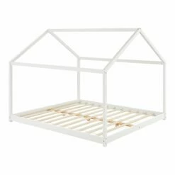 Cama Para Niños Cerro En Forma De Casa Madera Pino 160 X 200 Cm - Blanco [en.casa]