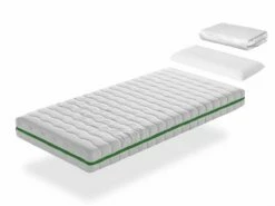 Pack Colchón Muelles Ensacados 70X190 GEA MUELLES CAMA INFANTIL, Altura 18 CM + 1 Almohada Viscoelastica 70X35 + 1 Protector Colchon 70X190