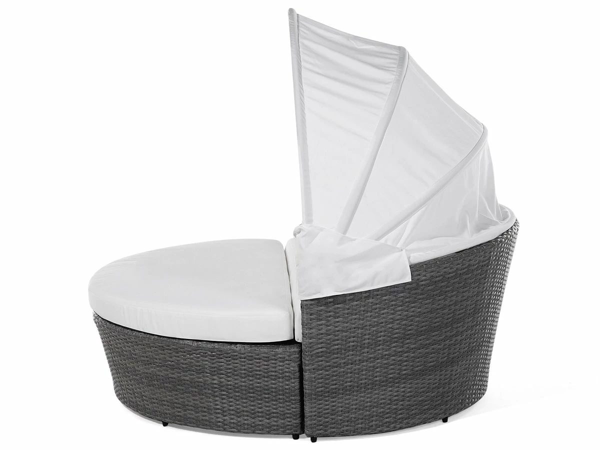 Cama De Exterior De Ratán Gris/blanco Crema SYLT LUX - Imagen 9