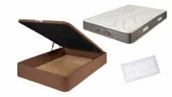 PACK DE CANAPÉ POLIPIEL MARRÓN + COLCHÓN VISCOELÁSTICO CON 1 ALMOHADA NORDIC