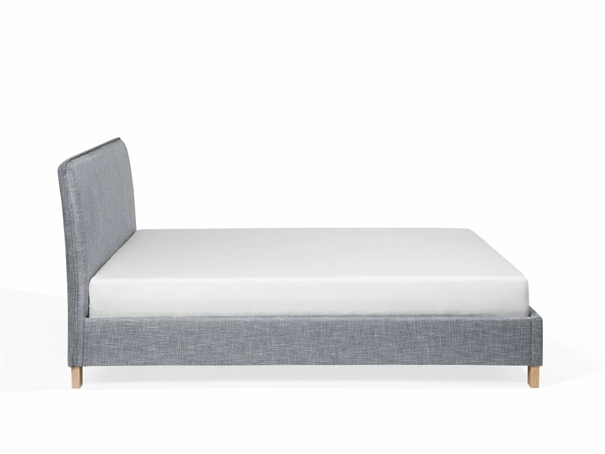 Cama Con Somier De Poliéster Gris Claro/madera Clara 180 X 200 Cm SENNEZ - Imagen 6