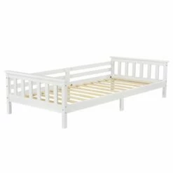 Cama Para Niños Nuuk Con Somier Y Protección Contra Caídas - Máx. 100 Kg - Pino 90 X 200 Cm - Blanco [en.casa]