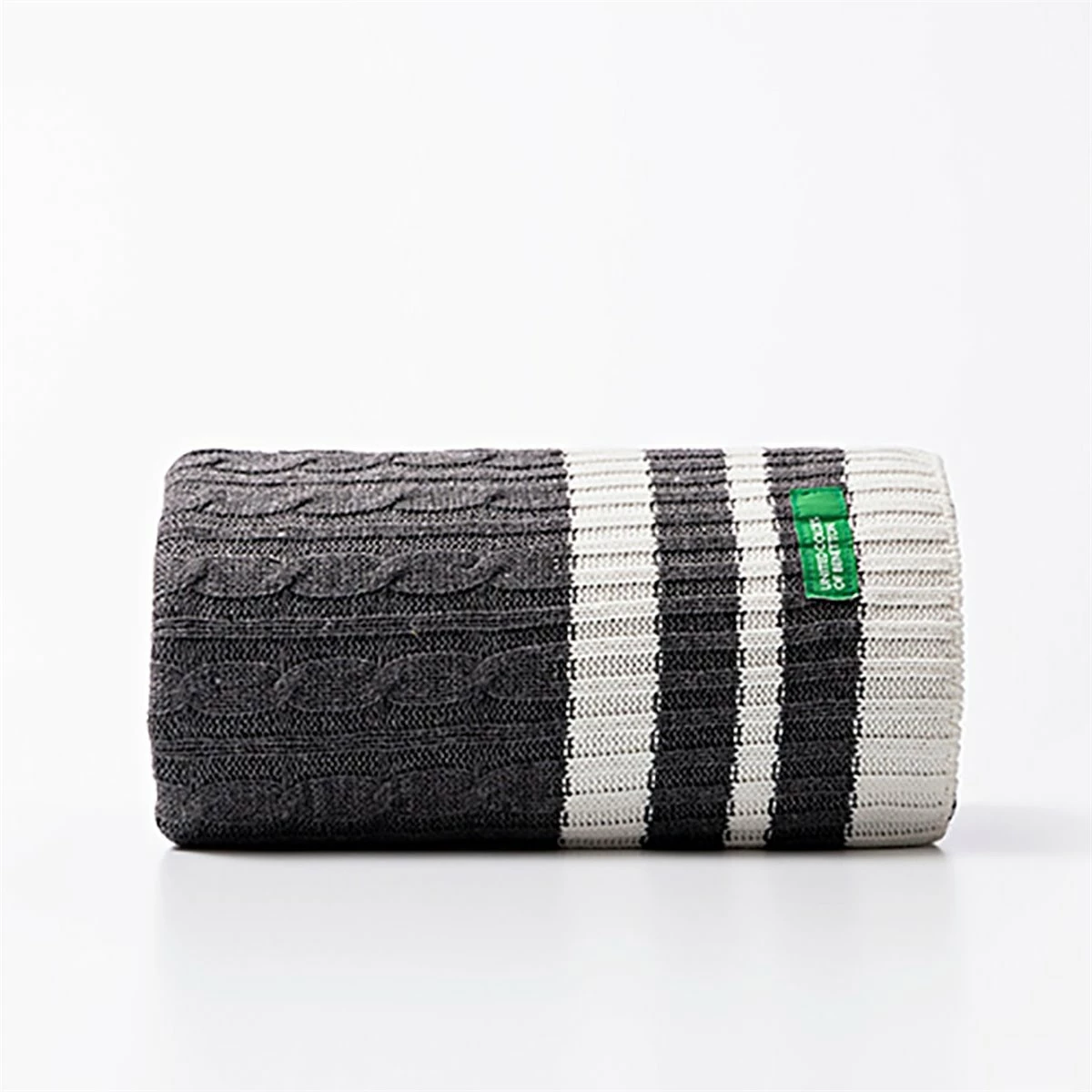 Benetton Manta 140X190Cm 200Gsm 100% Algodón De Punto Gris Oscuro Tevere - Imagen 3