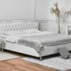 Cama Con Almacenaje De Piel Sintética Blanco/plateado 180 X 200 Cm METZ
