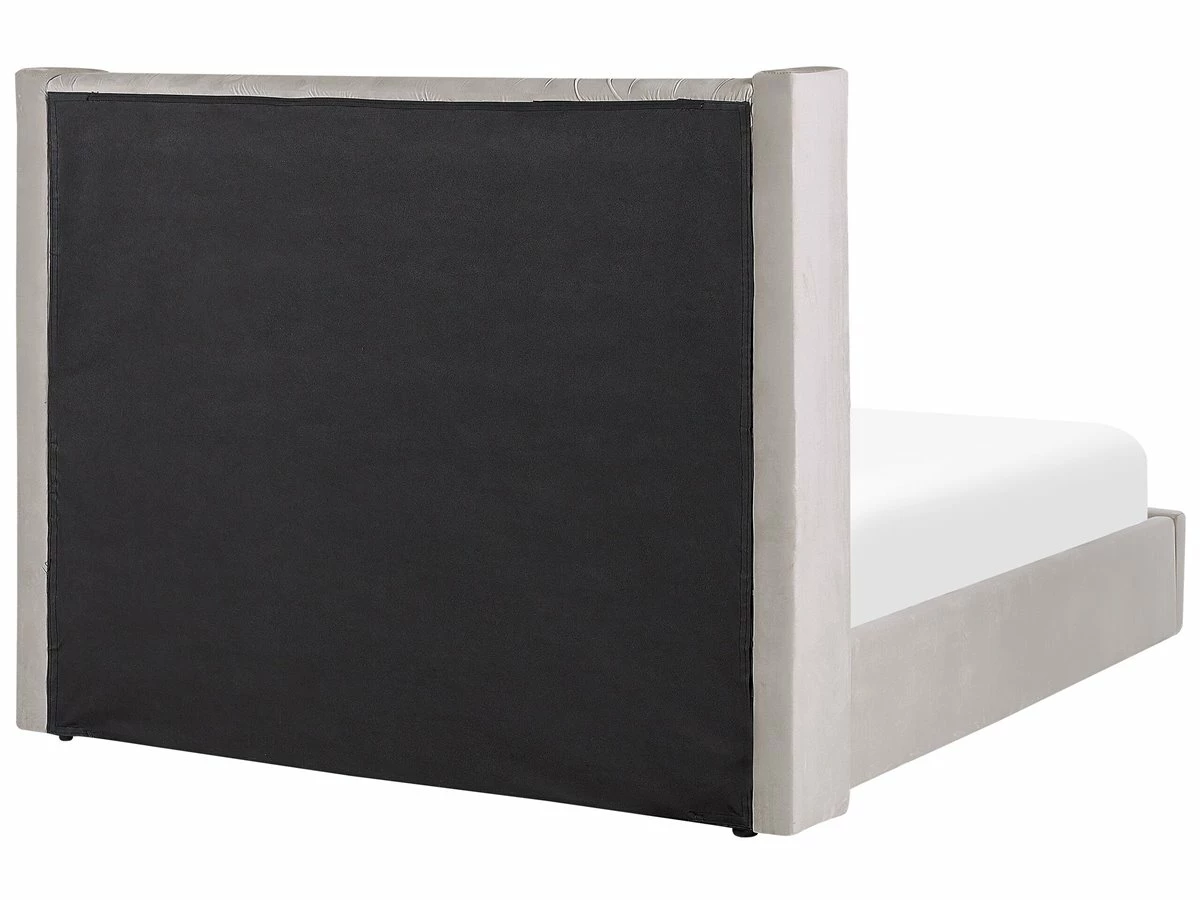 Cama Con Almacenaje De Terciopelo Gris Claro/plateado 180 X 200 Cm LUBBON - Imagen 7