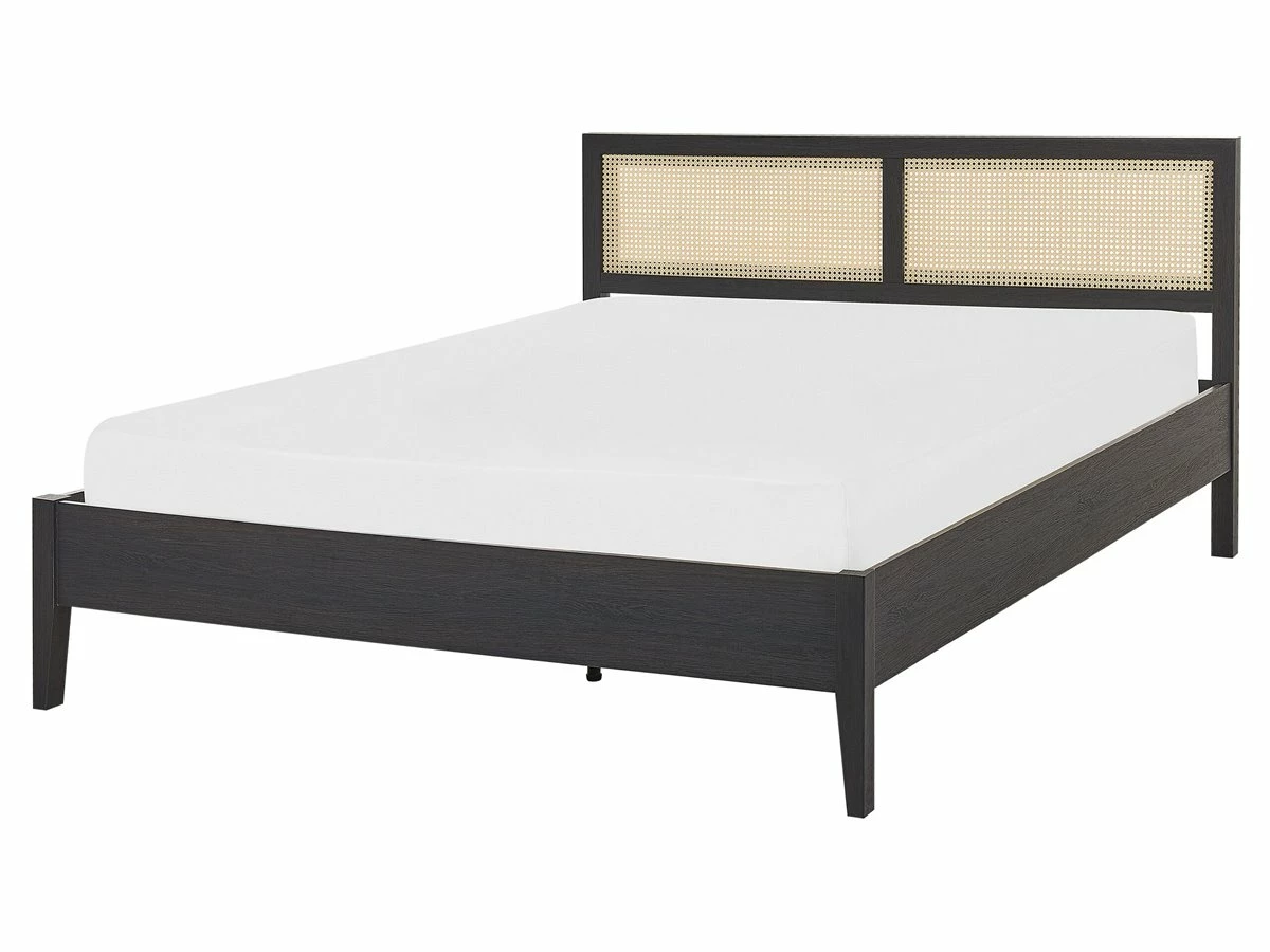 Cama Con Somier De Madera De álamo Negro/madera Clara 160 X 200 Cm MONPAZIER - Imagen 2