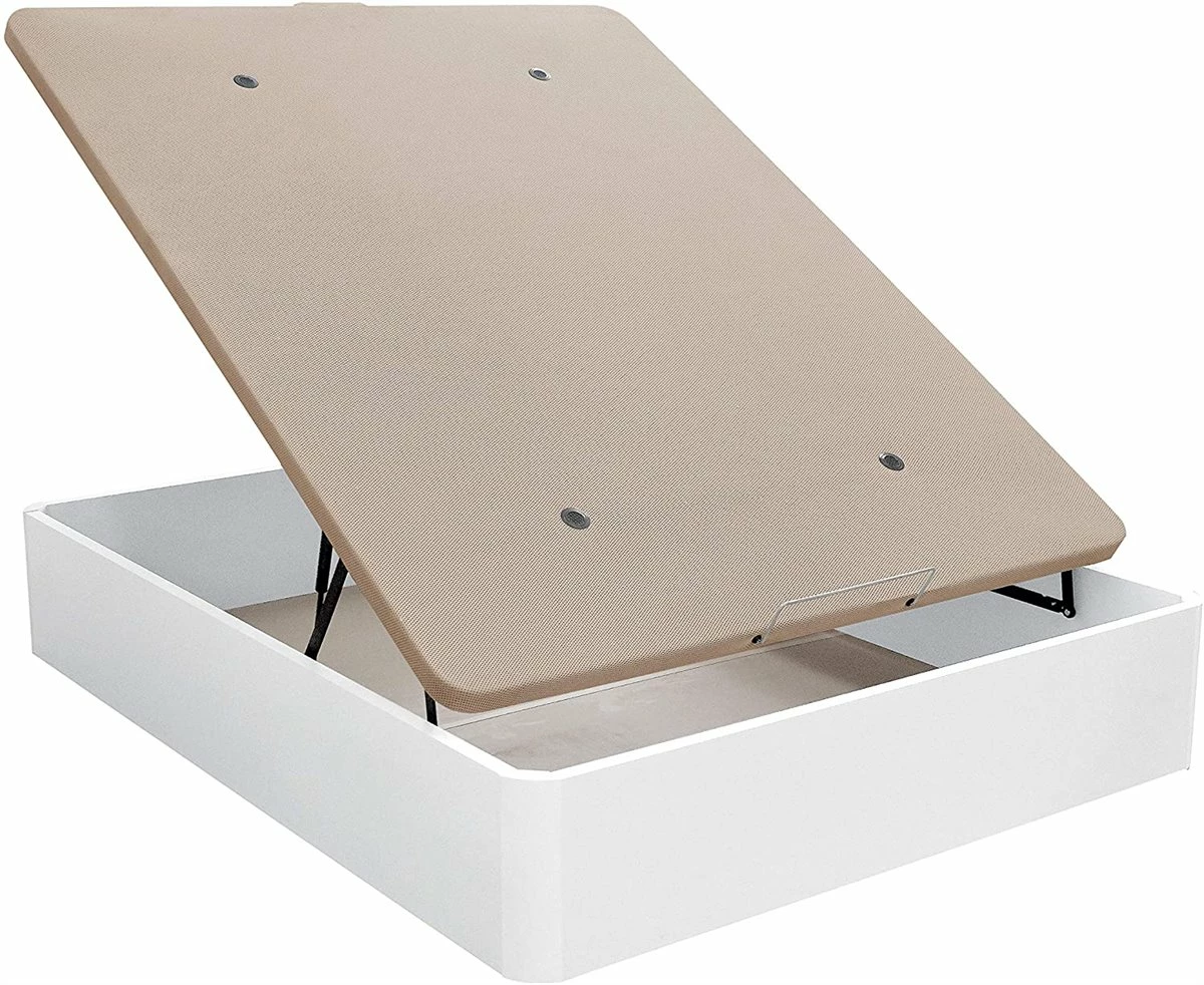 Venprodin | Canapé Abatible De Gran Capacidad Color Blanco Con Montaje A Domicilio Gratis (Medidas 150x190cm), Tapa Tapizada En 3D Transpirable Con Aireadores En La Tapa Del Canapé,