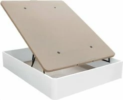 Venprodin | Canapé Abatible De Gran Capacidad Color Blanco Con Subida A Domicilio (Medidas: 135X190), Tapa Tapizada En 3D Transpirable Con Aireadores En La Tapa Del Canapé,