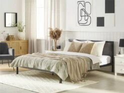 Cama Con Somier De Metal Negro/gris 160 X 200 Cm CLAMAR