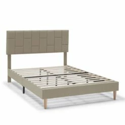 Estructura De Cama Tapizada Sorni 150x190 Cm, Beige
