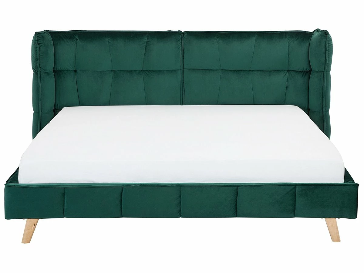 Cama Con Somier De Terciopelo Verde Oscuro 180 X 200 Cm SENLIS - Imagen 5