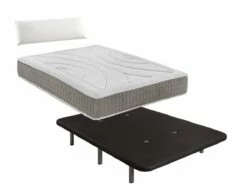 PACK DE BASE TAPIZADA NEGRA + COLCHÓN VISCOELÁSTICO CON 1 ALMOHADA NORDIC - Incluye Montaje