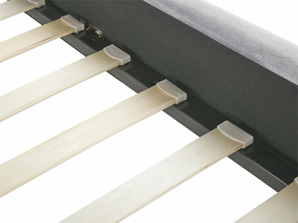 Cama Con Somier De Terciopelo Gris Claro/dorado 180 X 200 Cm AMBILLOU - Imagen 8