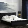 Cama Con Somier De Terciopelo Negro 180 X 200 Cm AVALLON