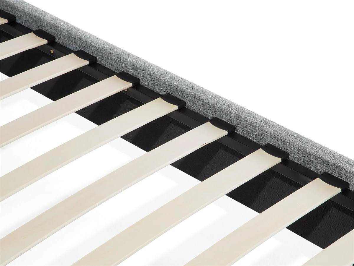 Cama Con Somier De Poliéster Gris Claro/madera Clara 180 X 200 Cm SENNEZ - Imagen 12