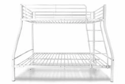 Litera De Metal Blanca Con Escalera Y Rieles De Seguridad.