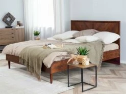 Cama Con Somier Madera Oscura 160 X 200 Cm MIALET