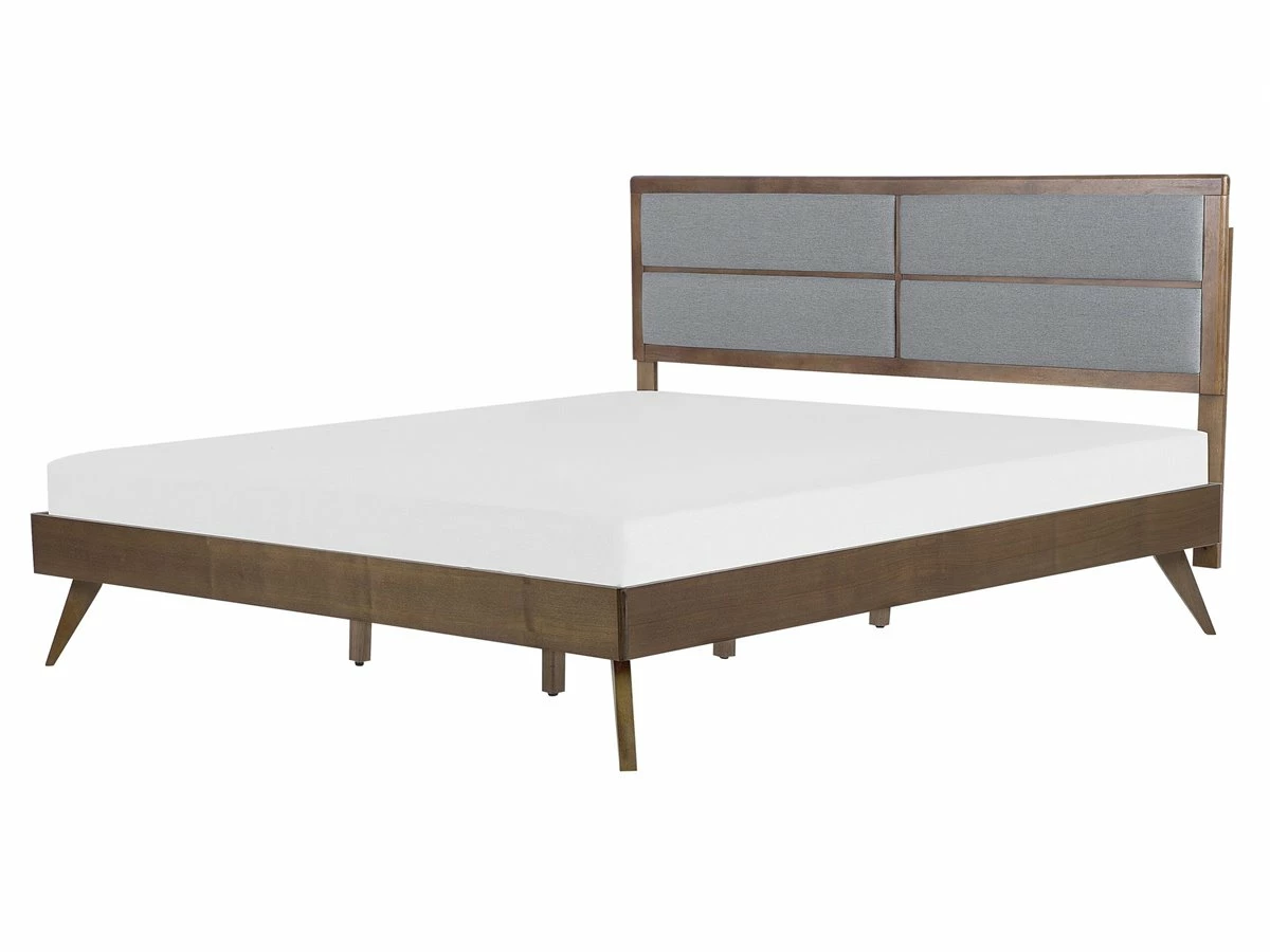 Cama Con Somier Madera Oscura/gris 160 X 200 Cm POISSY - Imagen 2