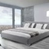 Cama Con Somier De Poliéster Gris/plateado 140 X 200 Cm PARIS