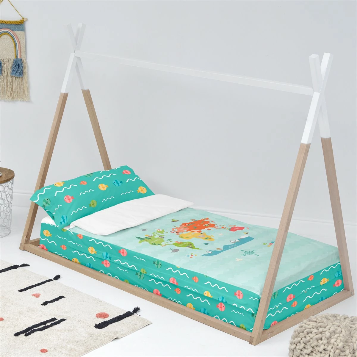 World Map Saco Nórdico 105x200 Multicolor