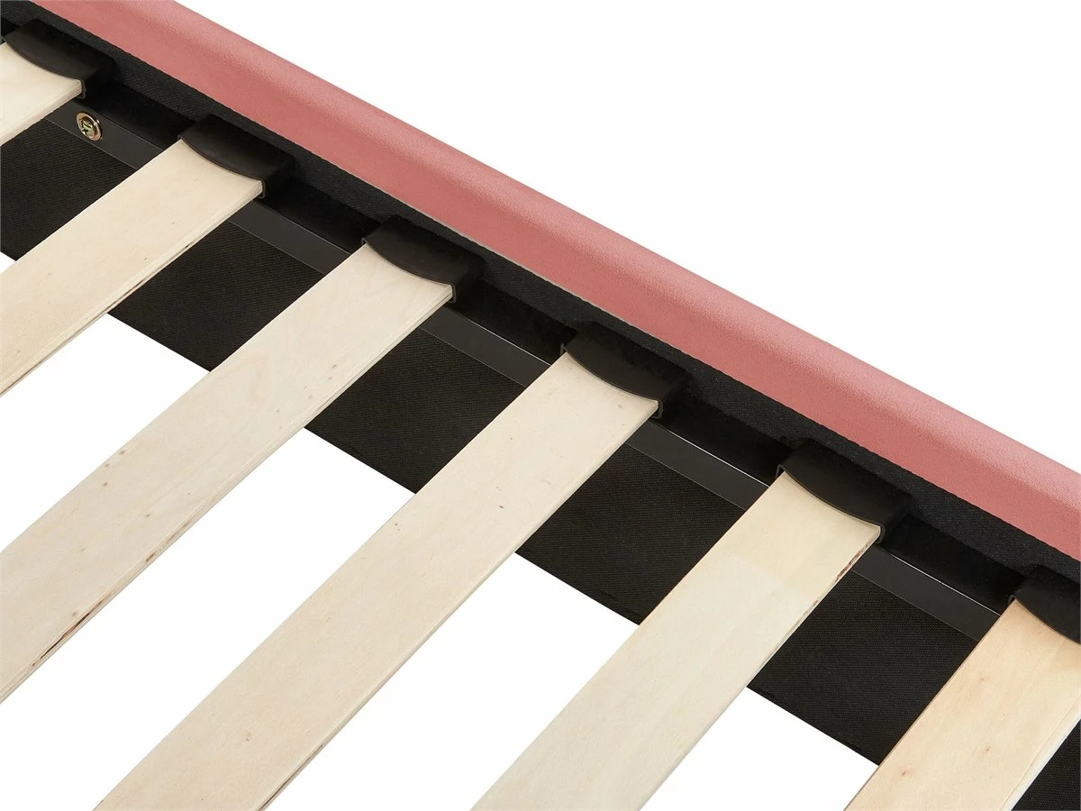 Cama Con Somier De Terciopelo Rosa Melocot贸n/dorado 140 X 200 Cm CHALEIX - Imagen 8