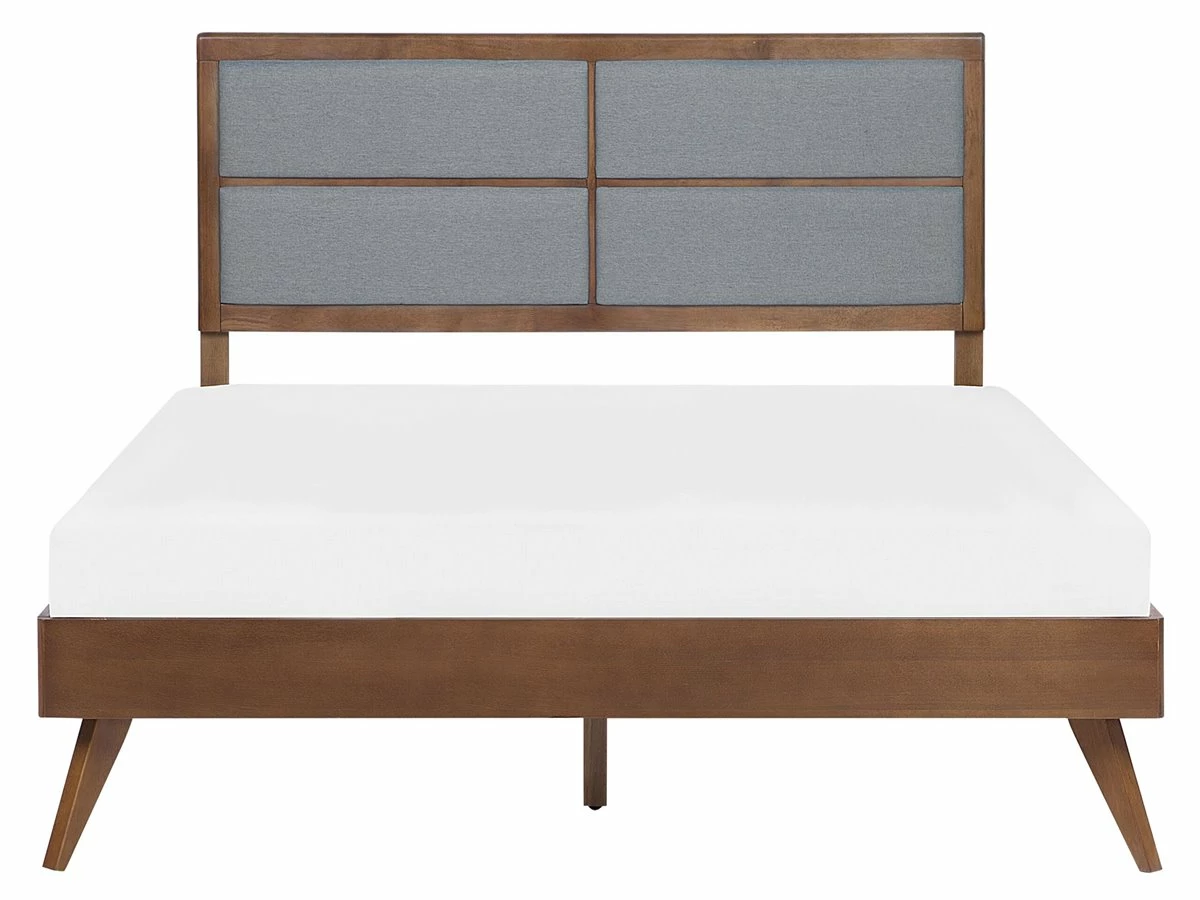 Cama Con Somier Madera Oscura/gris 160 X 200 Cm POISSY - Imagen 4