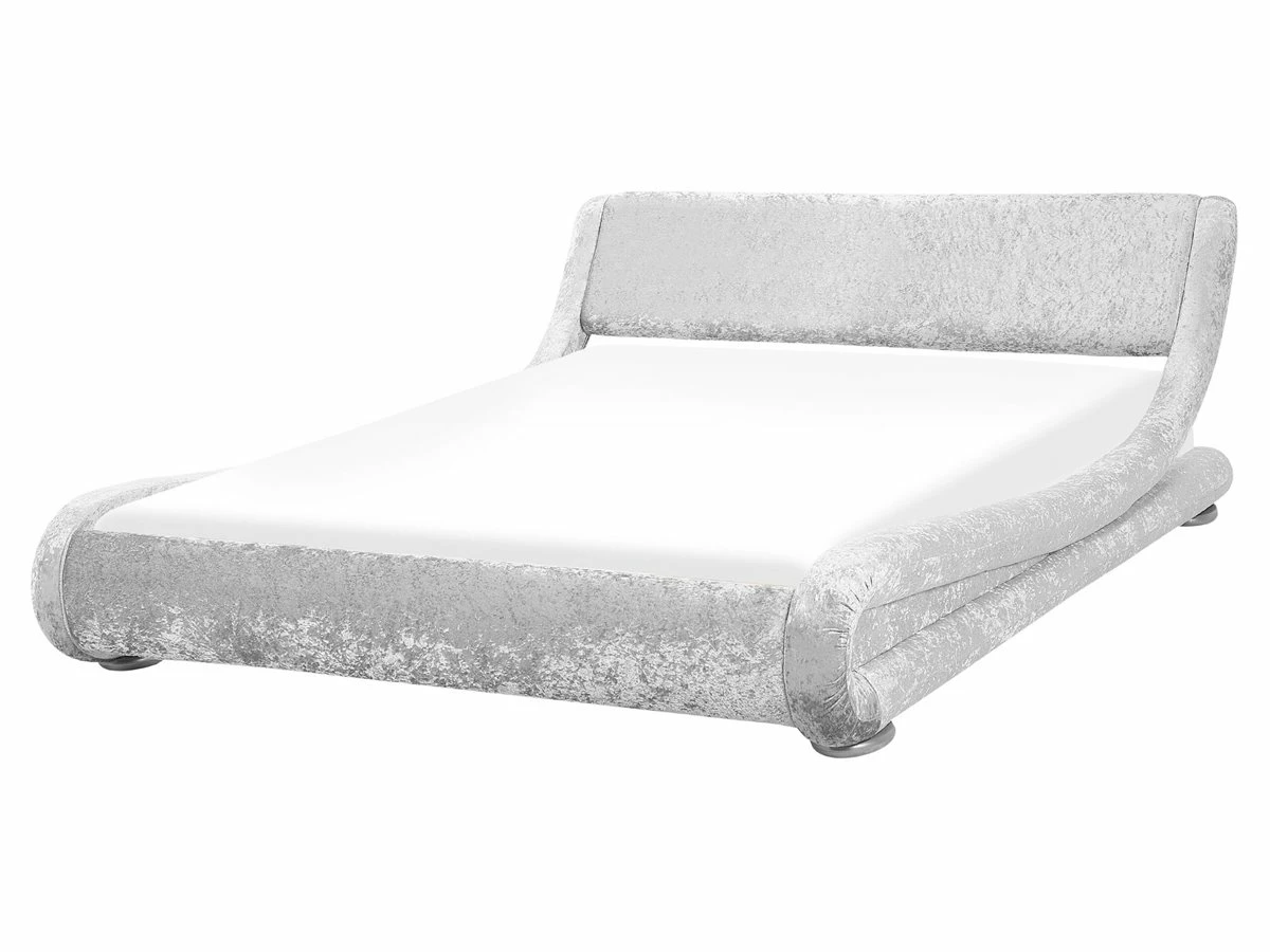 Cama De Terciopelo Plateado 160 X 200 Cm AVIGNON - Imagen 2