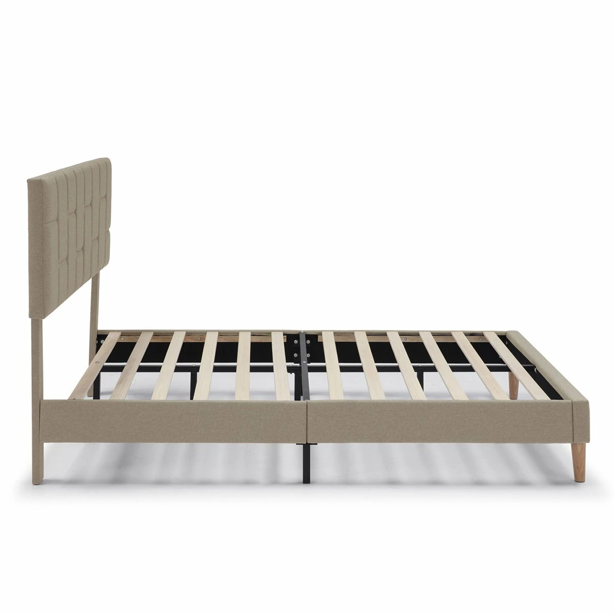 Estructura De Cama Tapizada Sorni 150x190 Cm, Beige - Imagen 3