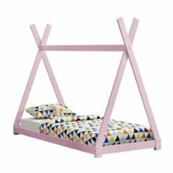 Cama Infantil Onejda - Estructura Tipi De Madera Pino - 200 X 90 Cm - Rosa [en.casa]