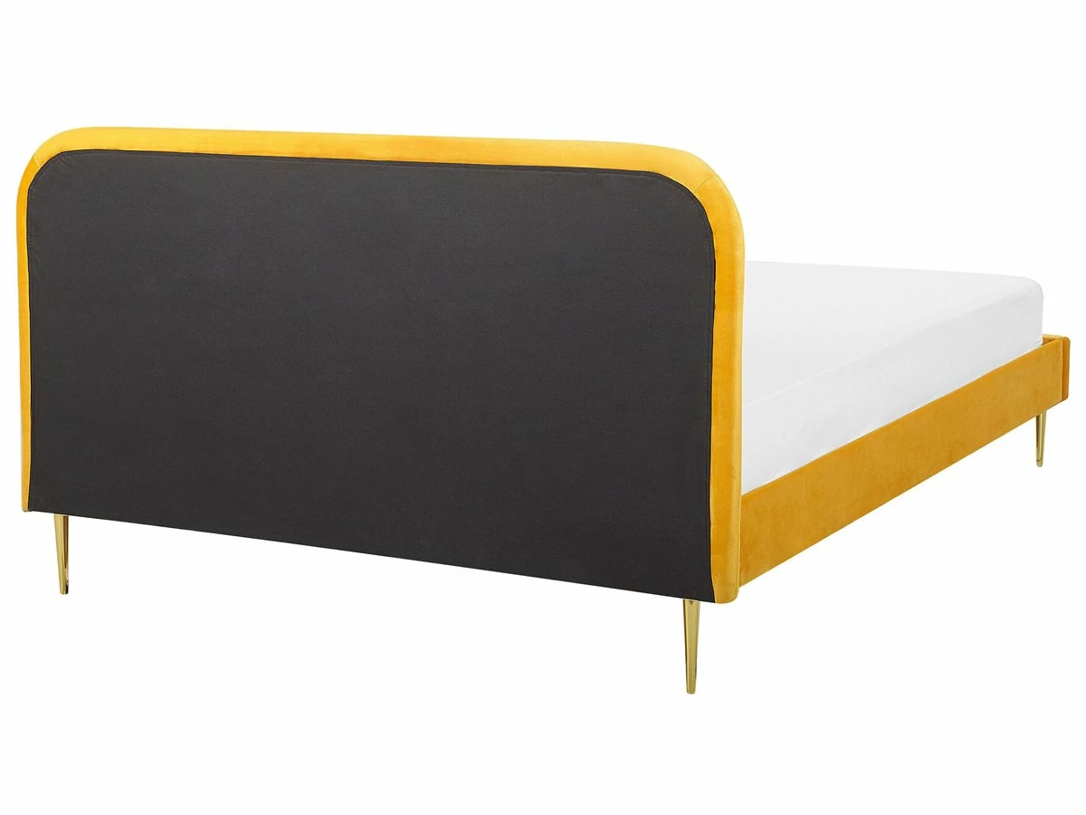 Cama Con Somier De Terciopelo Amarillo/dorado 180 X 200 Cm FLAYAT - Imagen 5