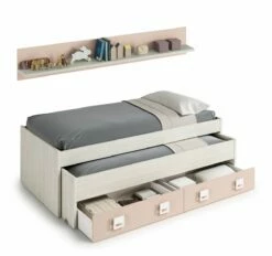 Cama Nido Unisex - 199 X 96 X 69 Cm - Acabado Madera Blanco