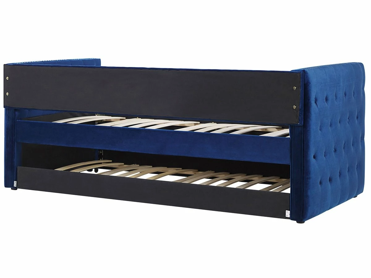 Cama Con Somier De Terciopelo Azul Marino 90 X 200 Cm GASSIN - Imagen 8