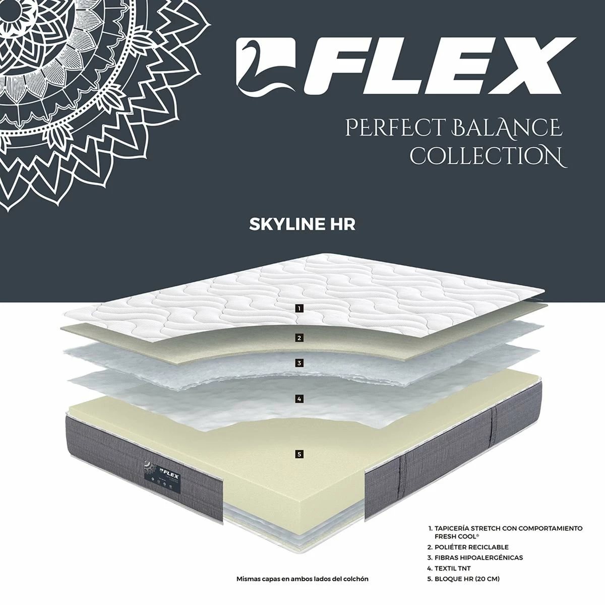 PACK Colchón SKYLINE HR X9 FLEX® De Bloque HR + Canapé Abatible Flex® Color Wengué 90x190 - Imagen 12